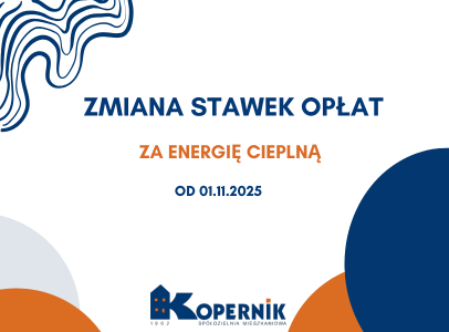 Zmiana stawek opłat za energię cieplną od 01.11.2025  r.